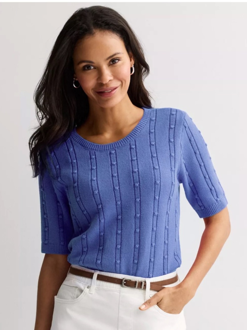 Bobble Stitch Short-Sleeve Sweater